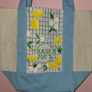 Blue and Cream Canvas Tote Bag